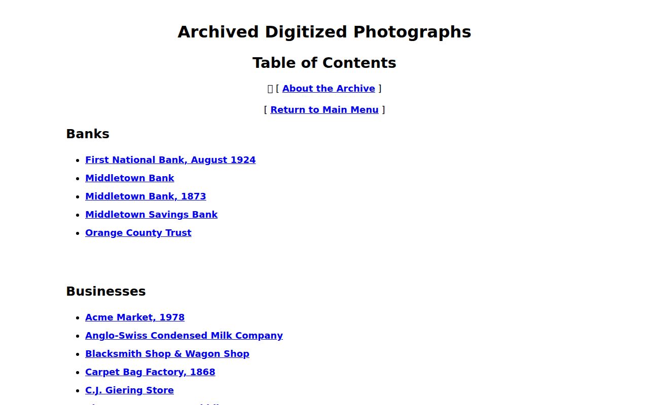 Middletown city directory historical photo collection at Thrall