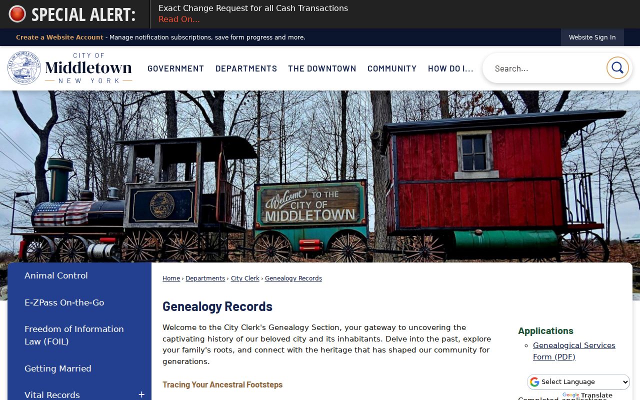 Middletown previous residents genealogy records and fee route