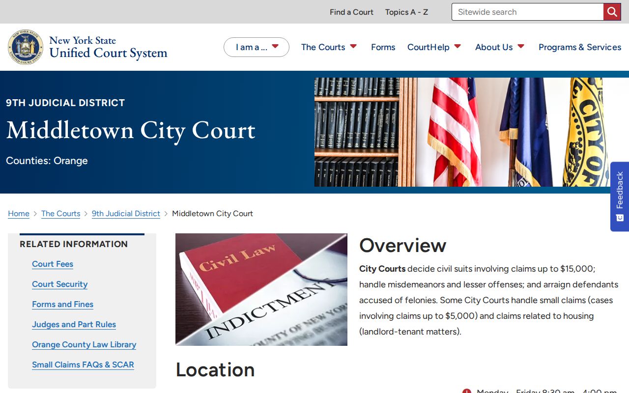 Middletown resident lookup source page for Middletown City Court