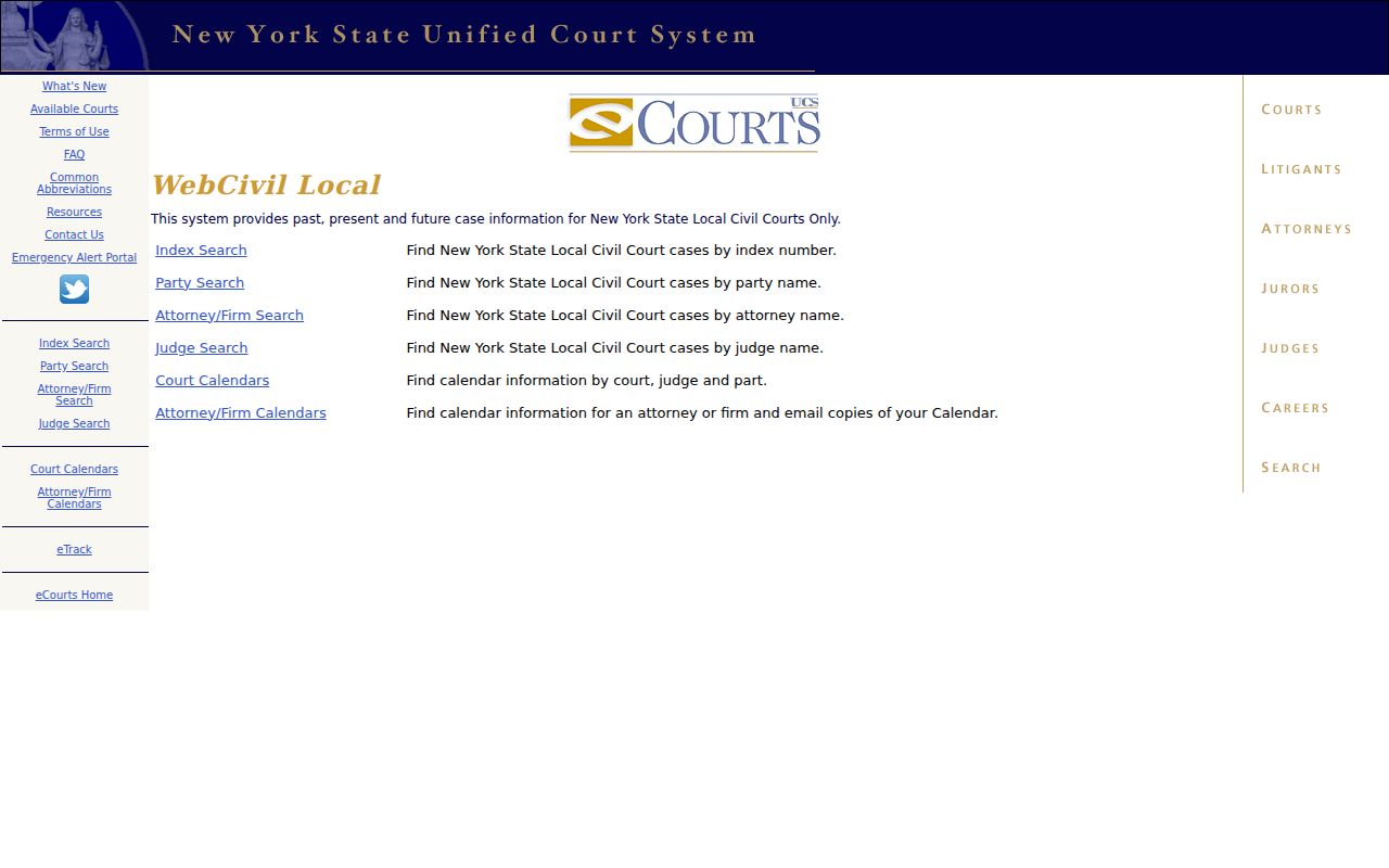 Middletown resident lookup view of WebCivil Local search fields
